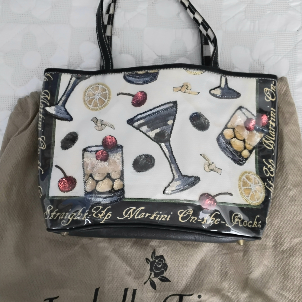 Isabella Fiore Black and Cream Martini Tote Water Proof